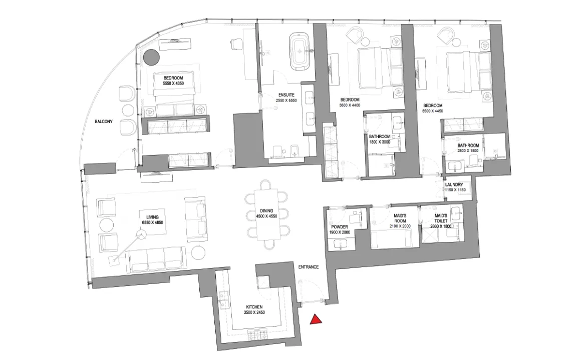 2 BR Floor Plan 2